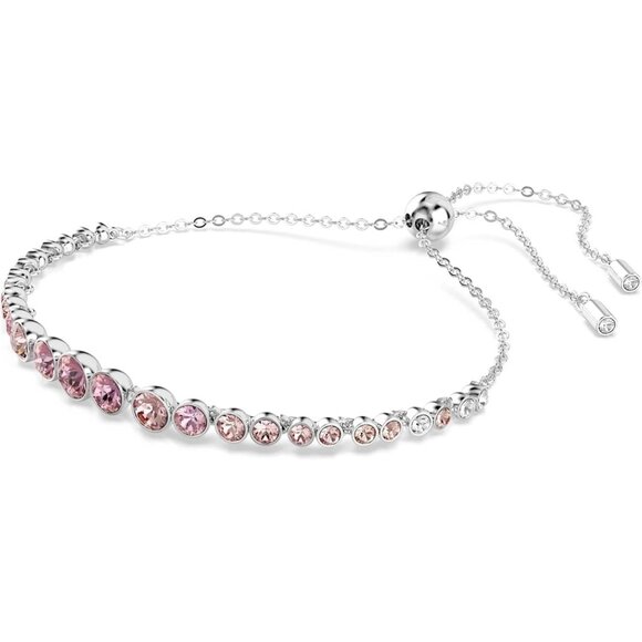 Women's Pink Tone Crystals - Rhodium Tone Tennis Bracelet Jewelry Collection - Picture 2 of 6